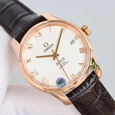 Omega De Ville 8500 Movement 41MM Diamater Rose Gold Bezel Watch